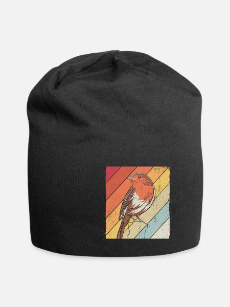 Rotkehlchen Vogelfreund Vogelfan Vintage Natur Lie - Jersey-Beanie - Schwarz