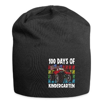 100 Days Of Kindergarten Mosnter Trucks - Jersey Beanie - black - Front