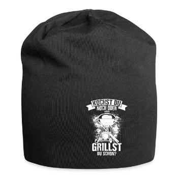 Kochst Du Noch Oder Grillst Du Schon? Grillzange F - Jersey-Beanie - Schwarz - Vorne