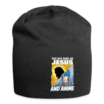 This Boy Runs On Jesus And Anime I Kawaii Otaku - Jersey-Beanie - Schwarz - Vorne