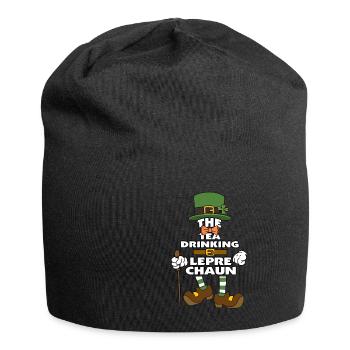 The Tea Drinking Leprechaun St Patrick's Day - Jersey Beanie - black - Front