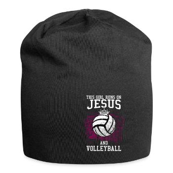 THIS GIRL RUNS ON JESUS AND VOLLEYBALL - Jersey-Beanie - Schwarz - Vorne