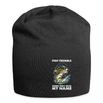 Les poissons tremblent quand ils entendent mon nom I Angeln - Bonnet en jersey - noir - Devant