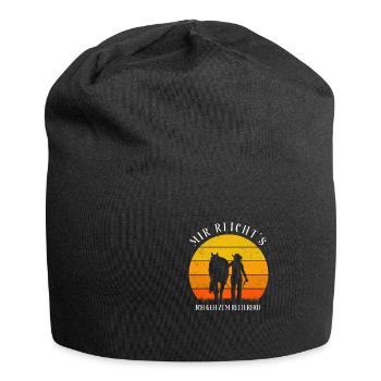 OWNERANDHORSEWALKINGMIRREICHTSICHGEHZUMREITERHOF - Jersey-Beanie - Schwarz - Vorne