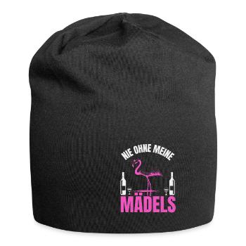 Nie ohne meine Mädels Wein Flamingo - Jersey-Beanie - Schwarz - Vorne