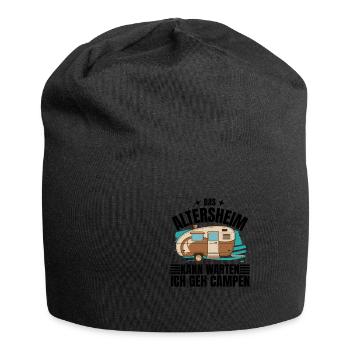 Das Altersheim kann warten, ich geh Campen!" - - Jersey-Beanie - Schwarz - Vorne