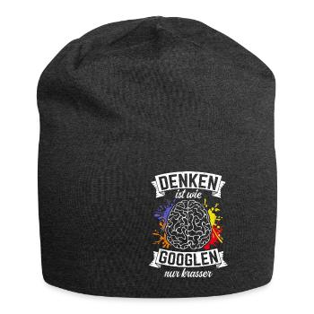 Denken Ist Wie Googlen Nur Krasser Gehirn Schüler - Jersey-Beanie - Anthrazit - Vorne
