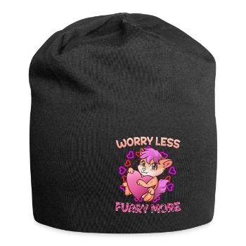 Worry less Furry more I Fursona Cosplay Fandom - Jersey-Beanie - Schwarz - Vorne