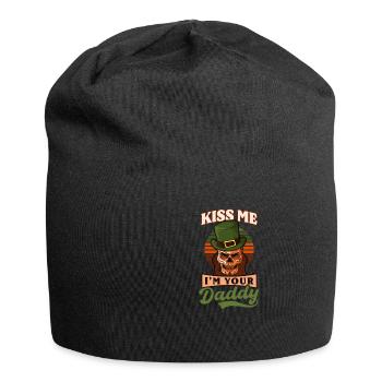 Drôle de St Patricks Day Embrasse-moi je suis ton papa - Bonnet en jersey - noir - Devant