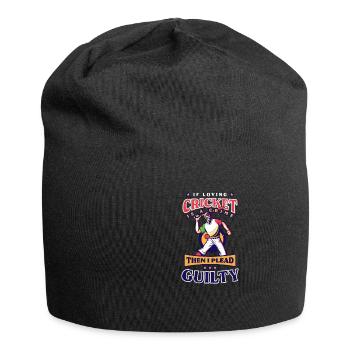 Joueur de cricket aimant le crime de cricket coupable - Bonnet en jersey - noir - Devant