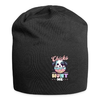 Hund Ostern Küken jagen mich - Jersey-Beanie - Schwarz - Vorne