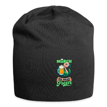 Flamant rose irlandais St Patricks en mars, nous portons du vert - Bonnet en jersey - noir - Devant