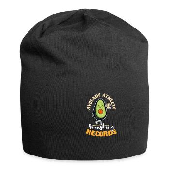 Veganer Athlet Avocado-Athlet bricht Rekorde - Jersey-Beanie - Schwarz - Vorne