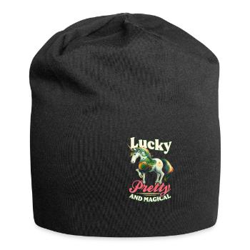 Irish Unicorn St Patricks Lucky And Magical - Jersey Beanie - black - Front