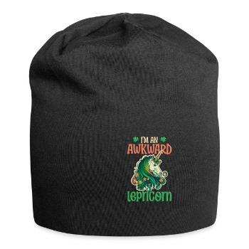 Irish Unicorn St Patricks Awkward Lepricorn - Jersey Beanie - black - Front