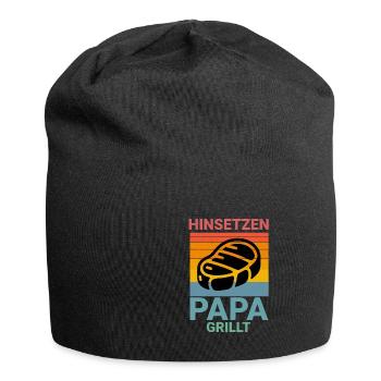 Asseyez-vous papa fait griller le barbecue en disant - Bonnet en jersey - noir - Devant