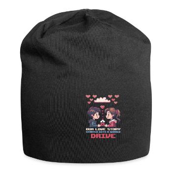 Geek-Liebe Unsere Liebesgeschichte begann mit einem geteilten Dri - Jersey-Beanie - Schwarz - Vorne