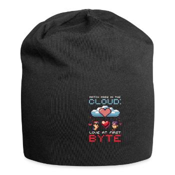 Geek-Liebespaarung in der Cloud – Liebe auf dem ersten Byte - Jersey-Beanie - Schwarz - Vorne