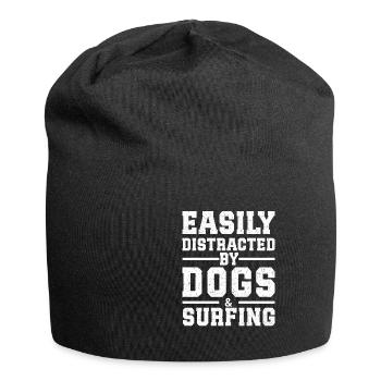 Easily Distracted By Dogs & Surfing - Jersey Beanie - black - Front