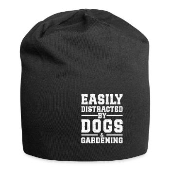 Easily Distracted By Dogs & Gardening - Jersey-Beanie - Schwarz - Vorne