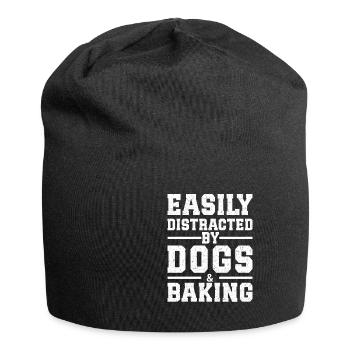 Easily Distracted By Dogs & Baking - Jersey Beanie - black - Front