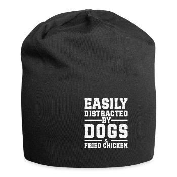 Easily Distracted By Dogs & Fried Chicken - Jersey-Beanie - Schwarz - Vorne