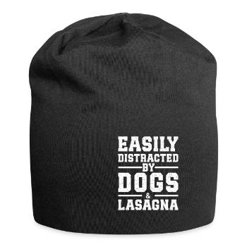 Easily Distracted By Dogs & Lasagna - Jersey-Beanie - Schwarz - Vorne