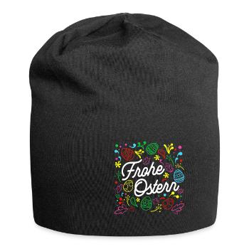 Frohe Ostern Geschenk Oster Spruch Ostern - Jersey-Beanie - Schwarz - Vorne