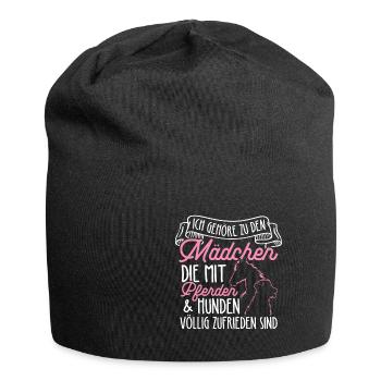 Ich Die Mit Pferden & Hunden Völlig Zufrieden Sind - Jersey-Beanie - Schwarz - Vorne