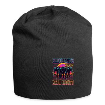 Elefantenelefanten unter Neonlichtern - Jersey-Beanie - Schwarz - Vorne
