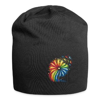 Regenbogen Blume in bunten Farben - Jersey-Beanie - Schwarz - Vorne