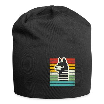 Retro Llama Alpaca in Rainbow Colors Comic Art - Jersey Beanie - black - Front