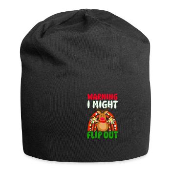 Weihnachts-Cheerleader-Warnung Flip Out Rentier - Jersey-Beanie - Schwarz - Vorne