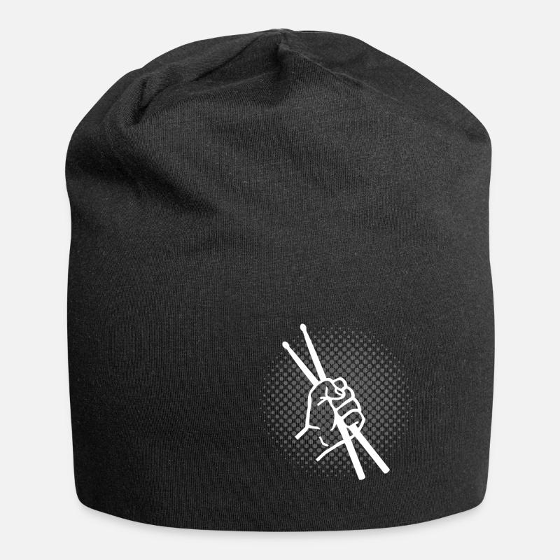 Drummer Schlagzeug Drumsticks Geschenk Musiker - Jersey-Beanie - Schwarz