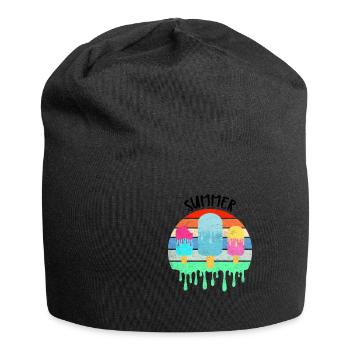 Schmelzendes Eis Heißer Sommerurlaub Retro Vintag - Jersey-Beanie - Schwarz - Vorne