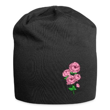 Peonies Flower Rose Spring Gift Idea - Jersey Beanie - black - Front