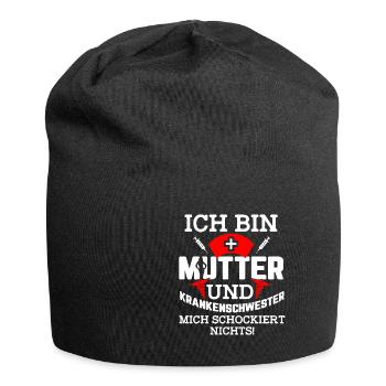 Krankenschwester Mutter lustiger Spruch Geschenk - Jersey-Beanie - Schwarz - Vorne