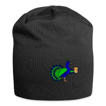 Peacock beer beer mug Funny party celebration gift - Jersey Beanie - black - Front