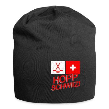 Eishockey Schweiz Hopp Schwiiz Swiss Geschenk - Jersey-Beanie - Schwarz - Vorne