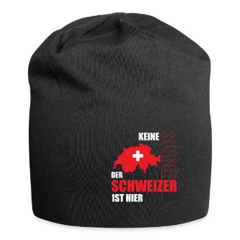 Lustiger Schweizer Spruch Schweiz Fahne Geschenk - Jersey-Beanie - Schwarz - Vorne