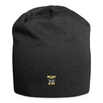 Alkohol Spruch Bier Augen sehen mehr als zwei - Jersey-Beanie - Schwarz - Vorne