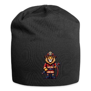 Cute Lion Firefighter - Jersey Beanie - black - Front