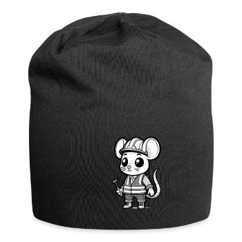 Mignon Souris Ouvrier De La Construction - Bonnet en jersey - noir - Devant