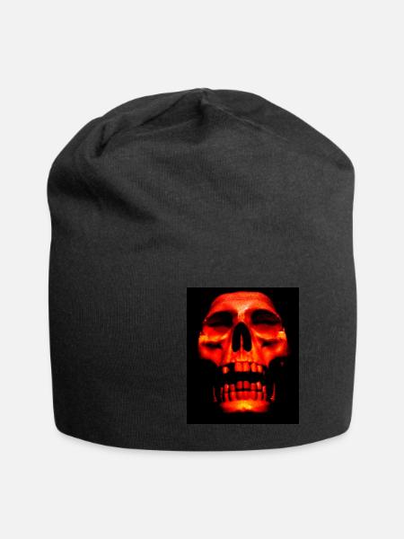 Fire Skull - Jersey-Beanie - Schwarz