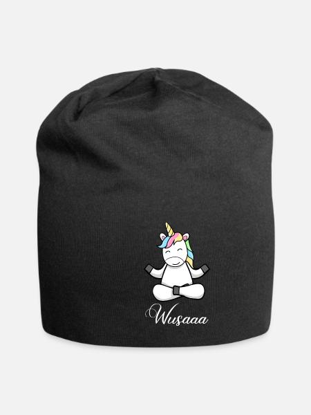 Auszeit Durchatmen Wusaaa Einhorn - Jersey-Beanie - Schwarz