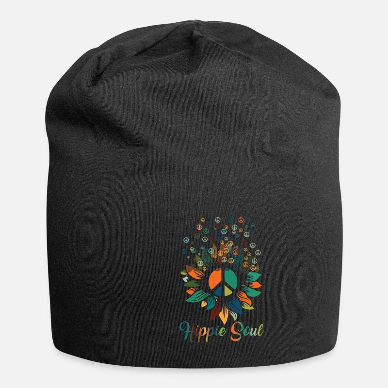 Flower Hippy - Jersey-Beanie - Schwarz