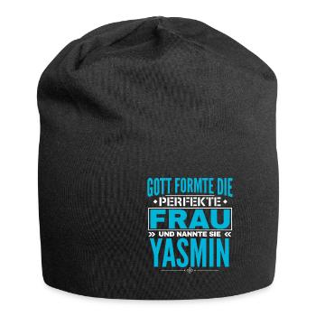 Yasmin Name Design - Jersey-Beanie - Schwarz - Vorne