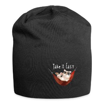 Katze - Jersey-Beanie - Schwarz - Vorne