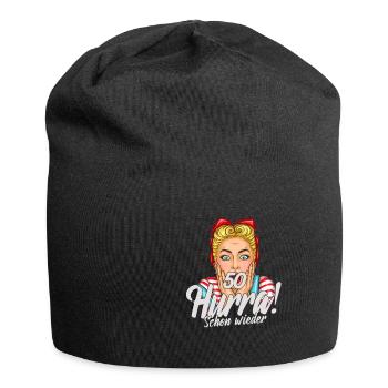 50. Geburtstag - Jersey-Beanie - Schwarz - Vorne