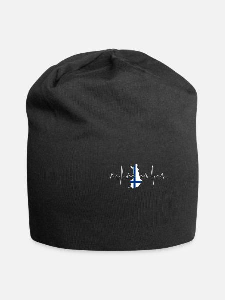 Finnland - Jersey-Beanie - Schwarz